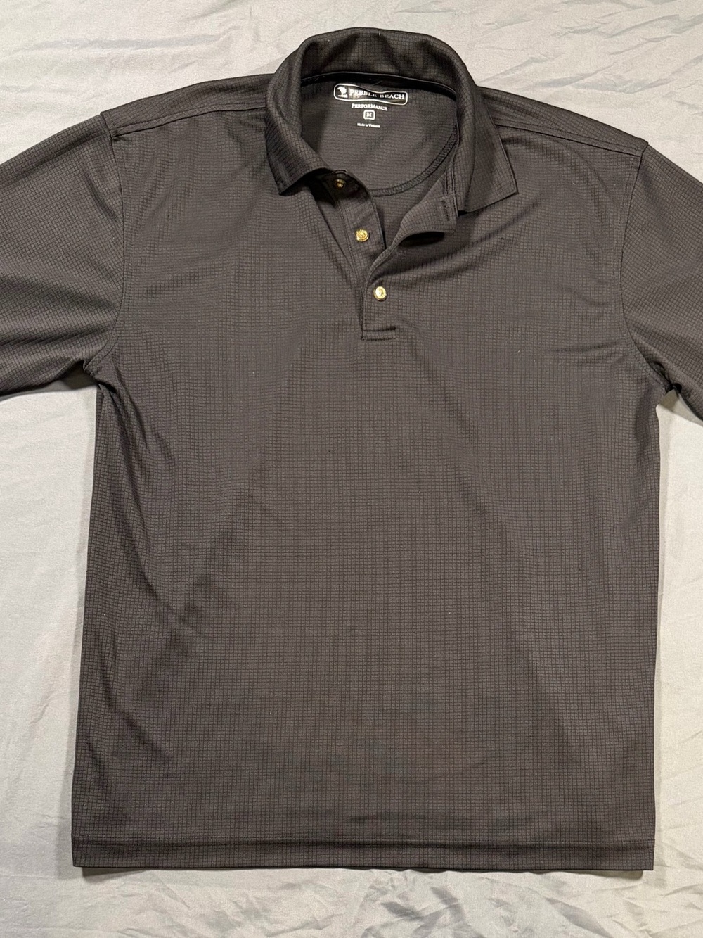 Pebble Beach Men’s Black Polo with Subtle Texture